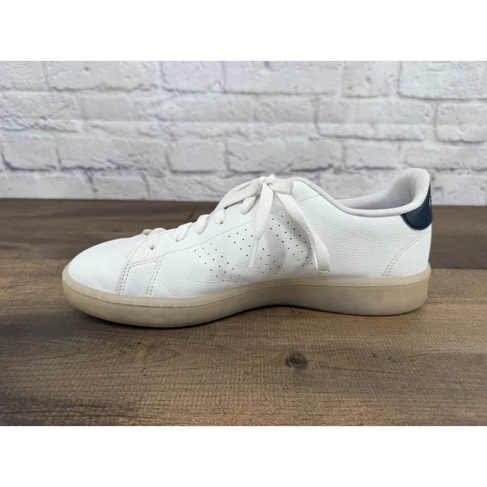 Adidas Advantage Ecogrind Men's White Low Top Sneakers‎ Shoes White/Navy Sz 10.5